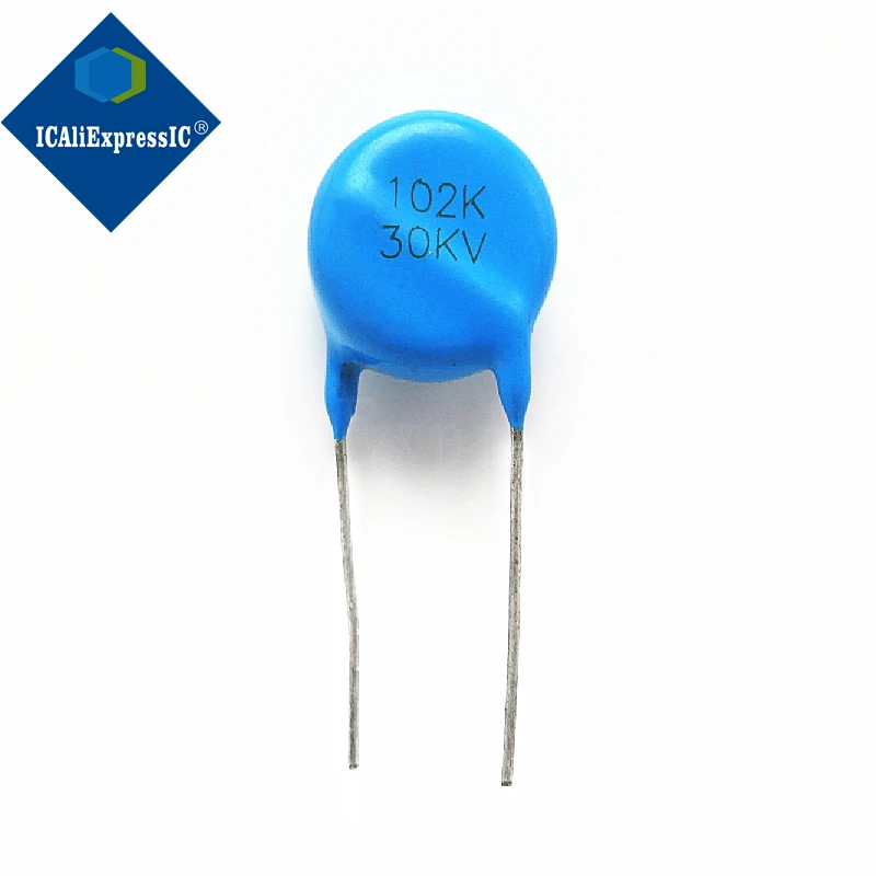 5piece 102K 30KV high voltage capacitor 0.001UF 1NF straight plug 30000V blue round