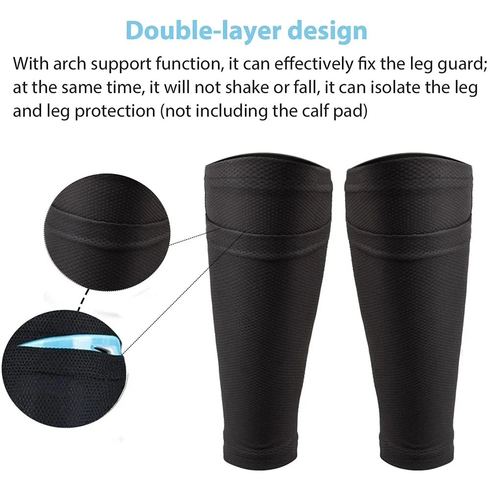 1Pair Calf Compression Sleeves with Shin Guard Pads Pocket,Leg Sleeve & Shin Splints Support,Ideasl for Leg Cramp Relief,Running