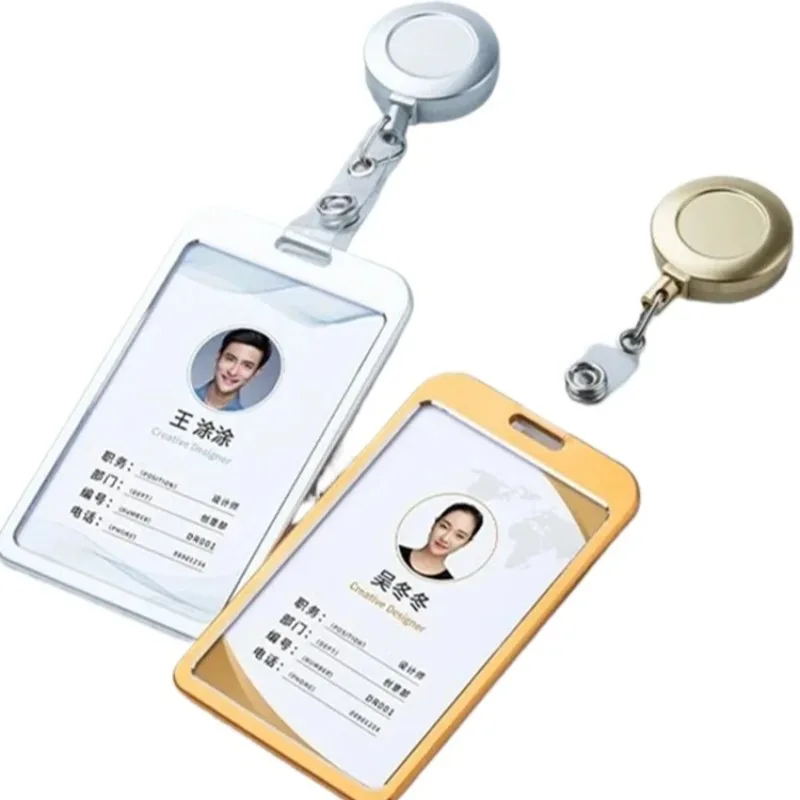 

Aluminum Alloy Work Pass ID Card Holder Working Permit Case Metal Badge Holder with Retractable Badge Reel Pass Work Card Cover