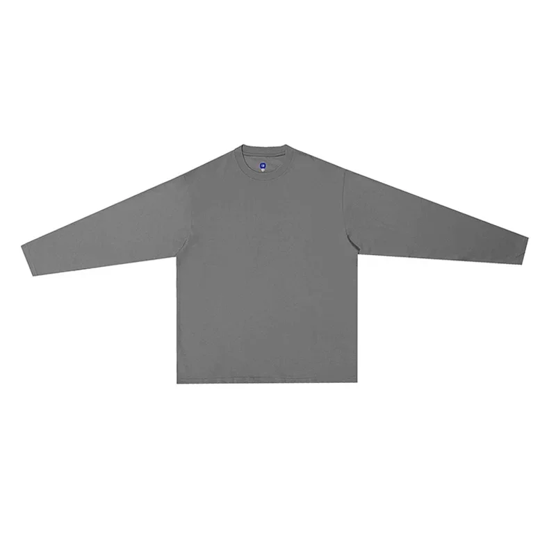 Blauw Print Tag Effen Kanye West YZY Lange Mouw T-shirt Mannen Vrouwen 1:1 Beste Kwaliteit High Street Casual Losse T-shirt Katoen Tees