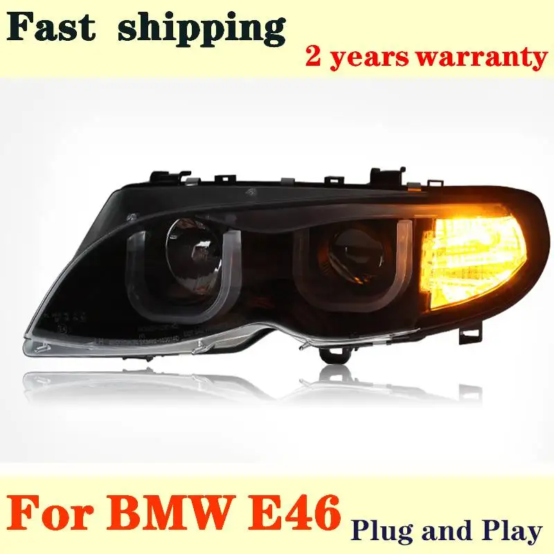 Car Accessories For Bmw E46 318 320 325 330 Headlights 2001 2002-2004 LED Headlight DRL Bi Xenon Lens High Low Beam Parking HID