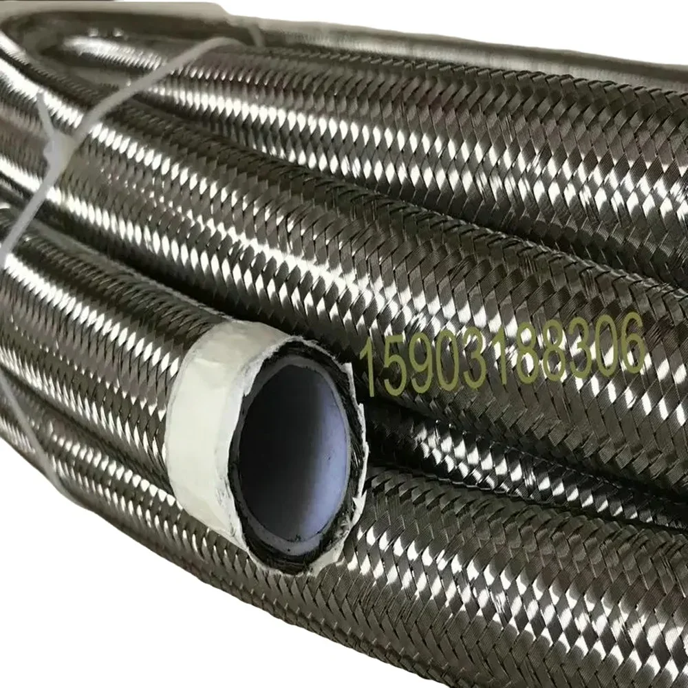 Silver PTFE Lined Stainless Steel Braided Hose AN16 Fuel Oil Fluid Petrol Line 1 Meter for Automotive And Engineering