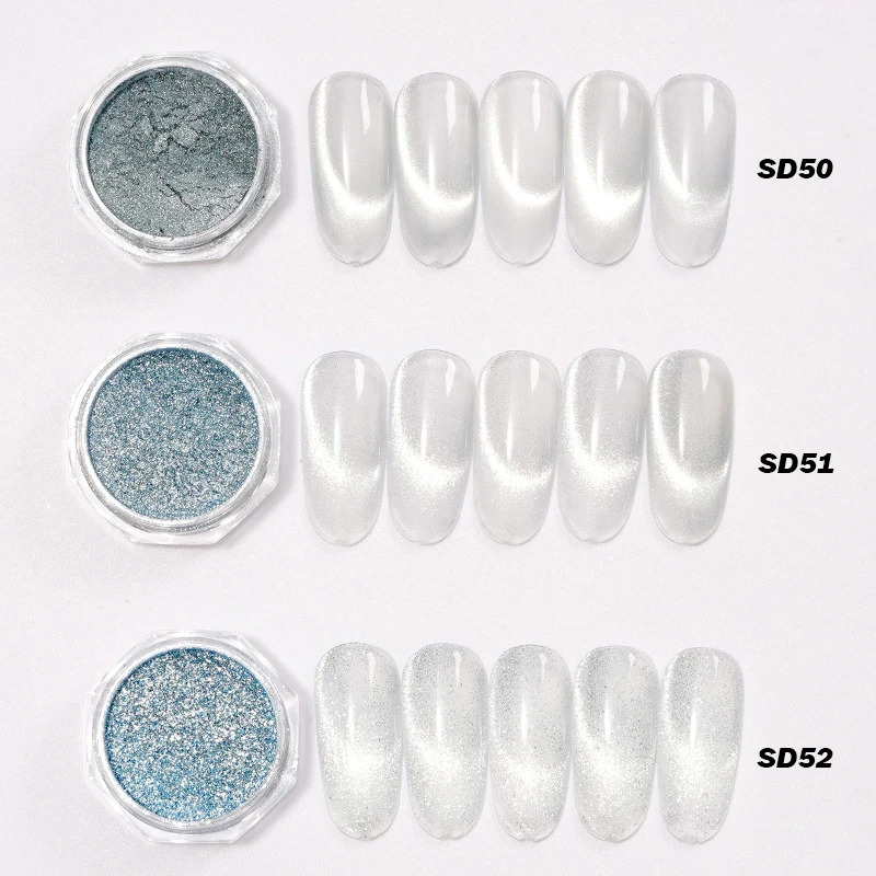 HNDO New Silver White Cat Eye Magnetic Powder Glitter 3D Effect for Nail Art Design No Blackening Fine Particles Pigment