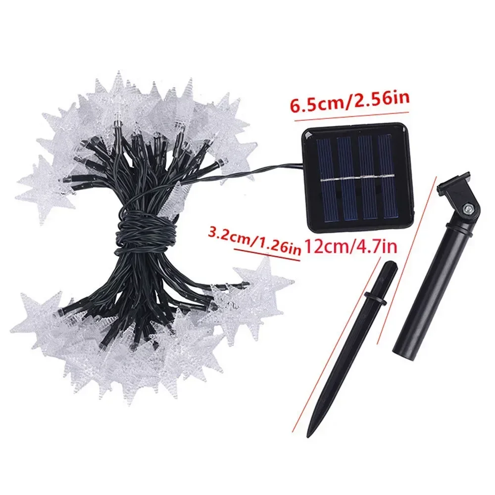 8 Modes Outdoor Fairy Solar String Lights 5/7/12M LED Star Christmas Tree Garland for Home Garden Wedding Graduation Ramadan