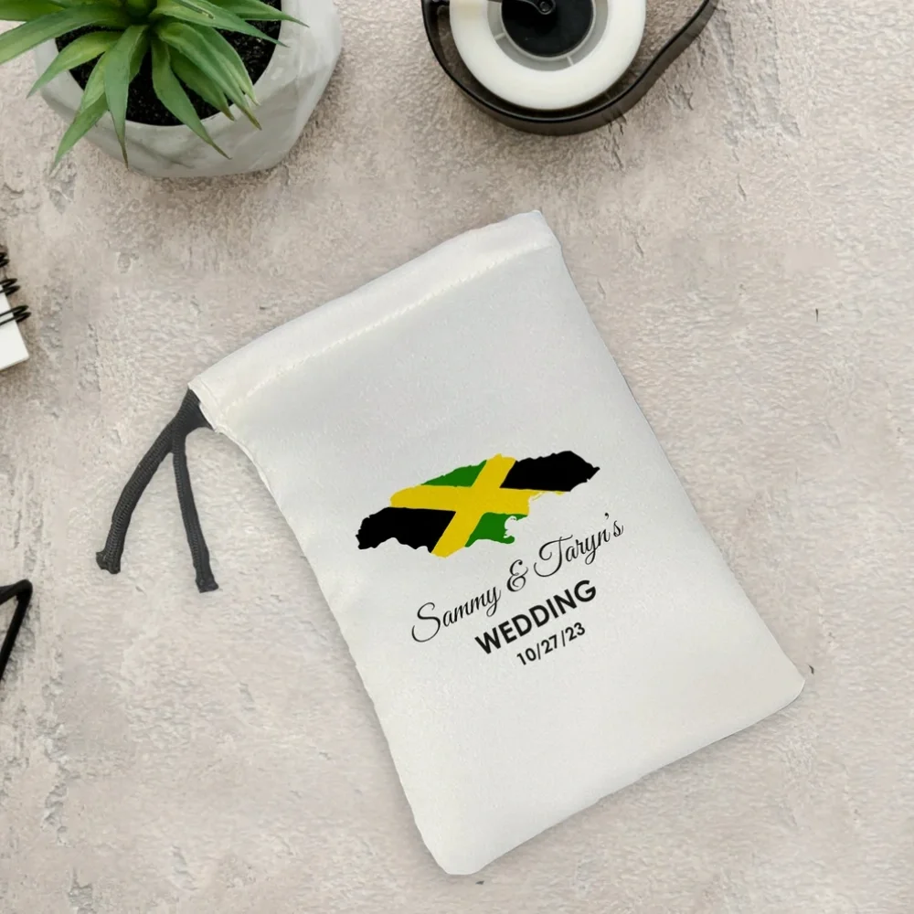 20 Custom Jamaica Destination Hangover Kit-Jamaica Beach Party Drawstring Mini Favor Bags-Wedding Part Favor-Jamaican Map Flag