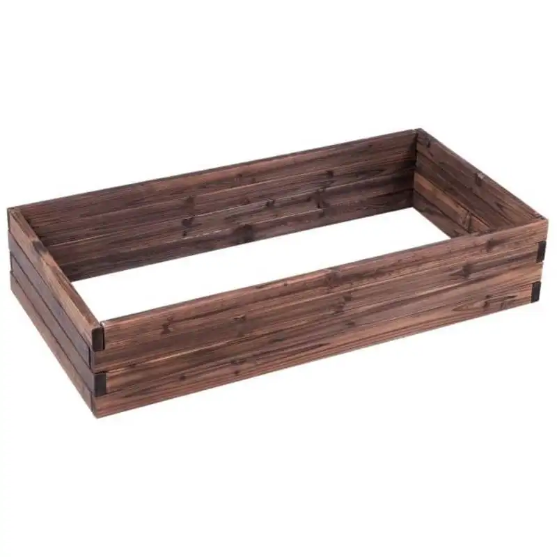 Solid Wood Raised Garden Bed, Eco-Friendly Fir Planter Box for Vegetables Herbs, Open Bottom Design for Root Aeration, Sturdy Rectangular Planter for Patio Backyard, 117x60x23cm