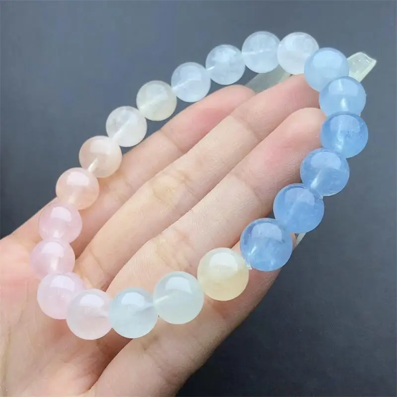 

10MM Natural Morganite Bracelet String Charms Handmade Fortune Energy Mineral Woman Amulet Jewelry Gift 1PCS