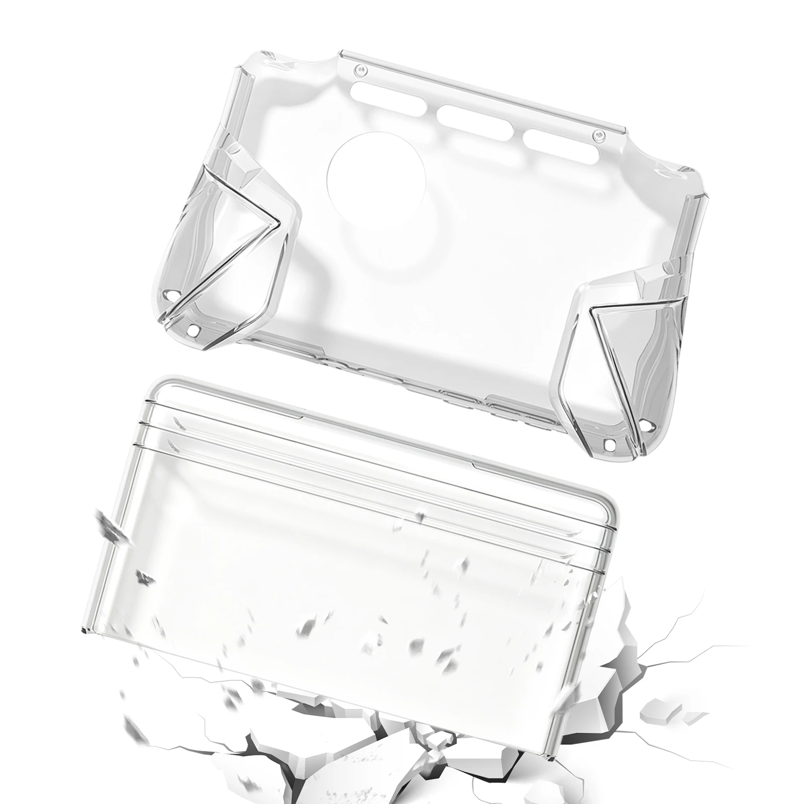 For AYN Thor Protective Shell Clear TPU Cover Dual Screen Handheld Gaming Console Case with Grip Design