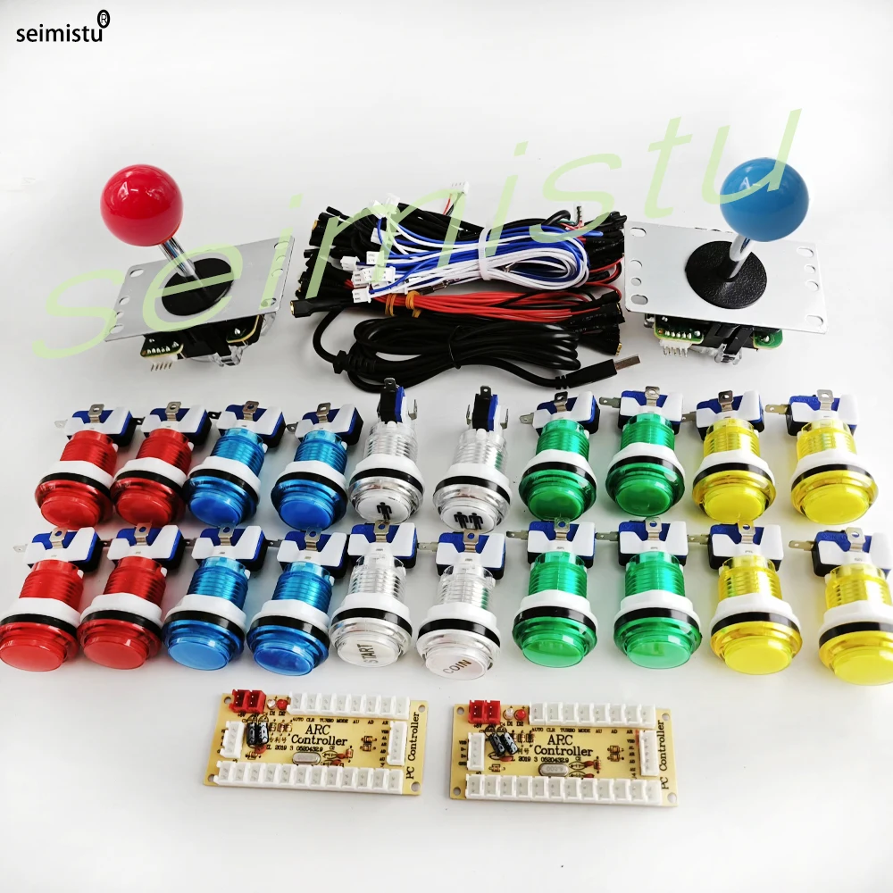 DIY PC Raspberry Pi Arcade joystick Game Kit Met LED Drukknop Amerikaanse Stijl Joystick USB Encoder Kabels Mame 2-spelers - afbeelding 1