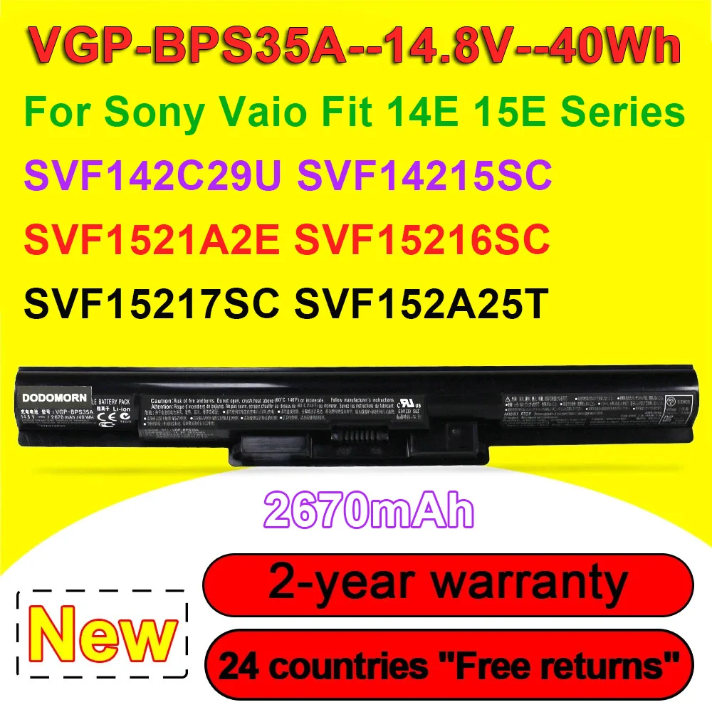Batería para portátil VGP-BPS35A de 14,8 V y 40 Wh para Sony Vaio Fit 14E 15E SVF142C29U SVF14215SC SVF1521A2E SVF15216SC SVF15217SC SVF152A25T