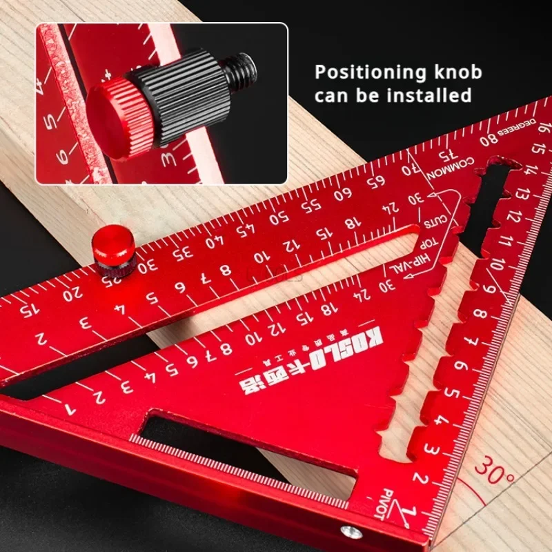 Woodworking Triangle Ruler 45°/90° Metric Angle Ruler Aluminum Industrial Grade Metal Drill Bit Gauge Precision Measuring Ruler