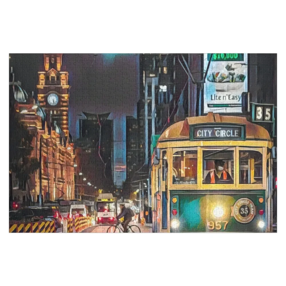 

Melbourne by Night Jigsaw Puzzle Personalized Baby Object Wood Name Puzzle