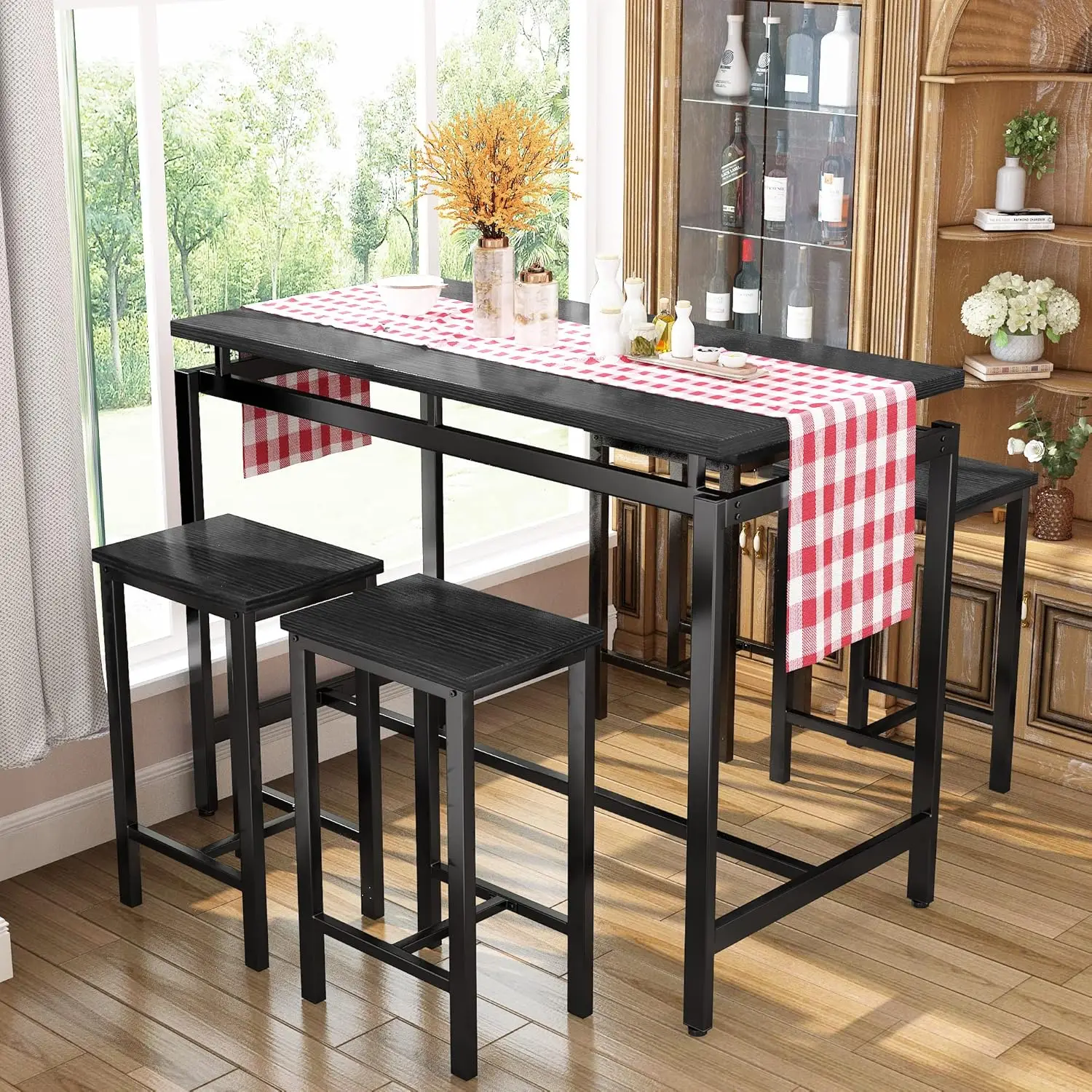Bar Table Set, 5-Piece Dining TablesSet for 4, Modern Kitchen Table and Chairs Set Dinette Dinner Tables Set for Home