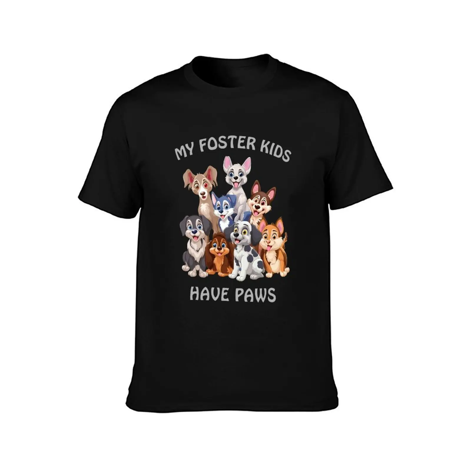 My Foster Kids Have Paws Cute T-Shirt, Summer Casual Cotton Tee, Oversized Streetwear Tops, Vintage Graphic Print, 100% Cotton