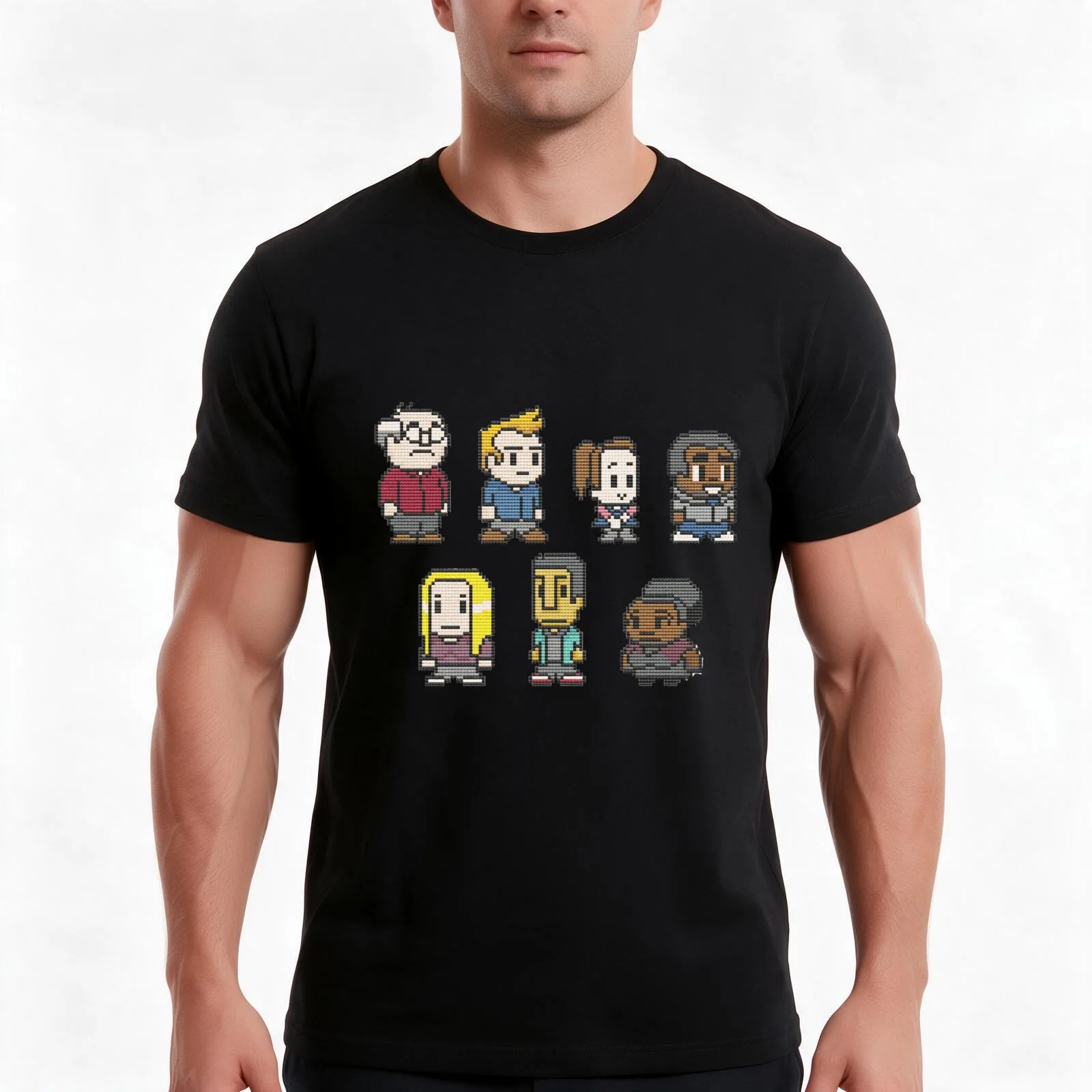 community bit fanart T-Shirt, Summer Casual Cotton Tee, Oversized Streetwear Tops, Vintage Graphic Print, Loose Fit Short Sleeve