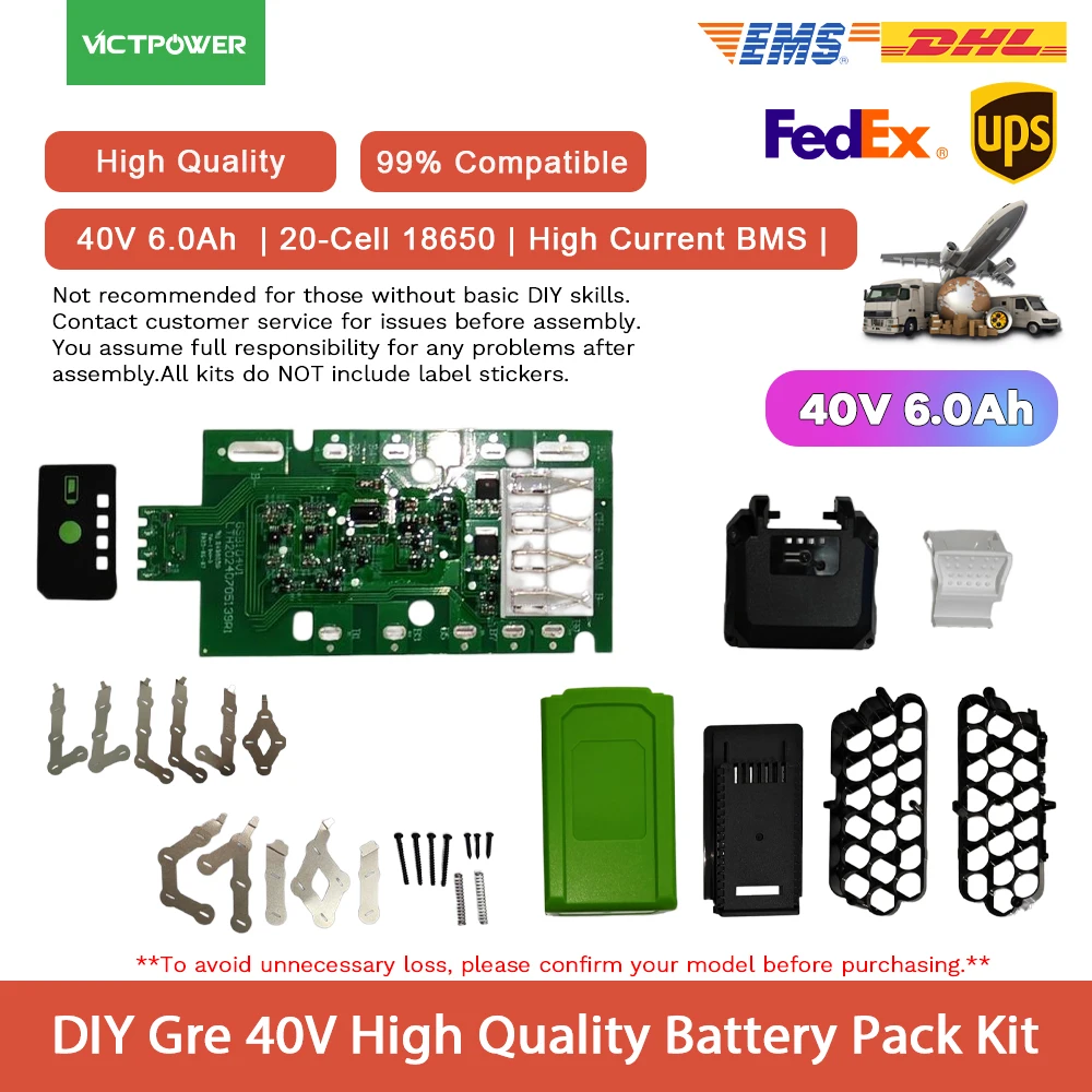 High Quality For Greenworks Battery Shell Plastic Case 40V PCB Circuit Board Kit Lithium Battery Lawn Mower Tool