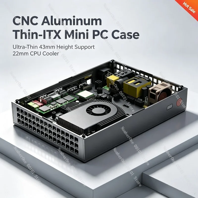 1.8L Mini DC‑MX2 Low‑Profile ITX Computer Case Full Aluminum Chassis With Double‑Side Chamfering Design