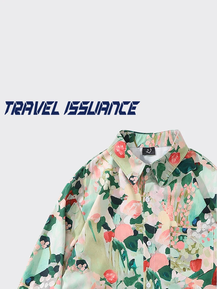 旅行用アメリカンデザイン長袖ルーズシャツ油絵グラフィティプリントおしゃれなポリエステルスカーフ春秋