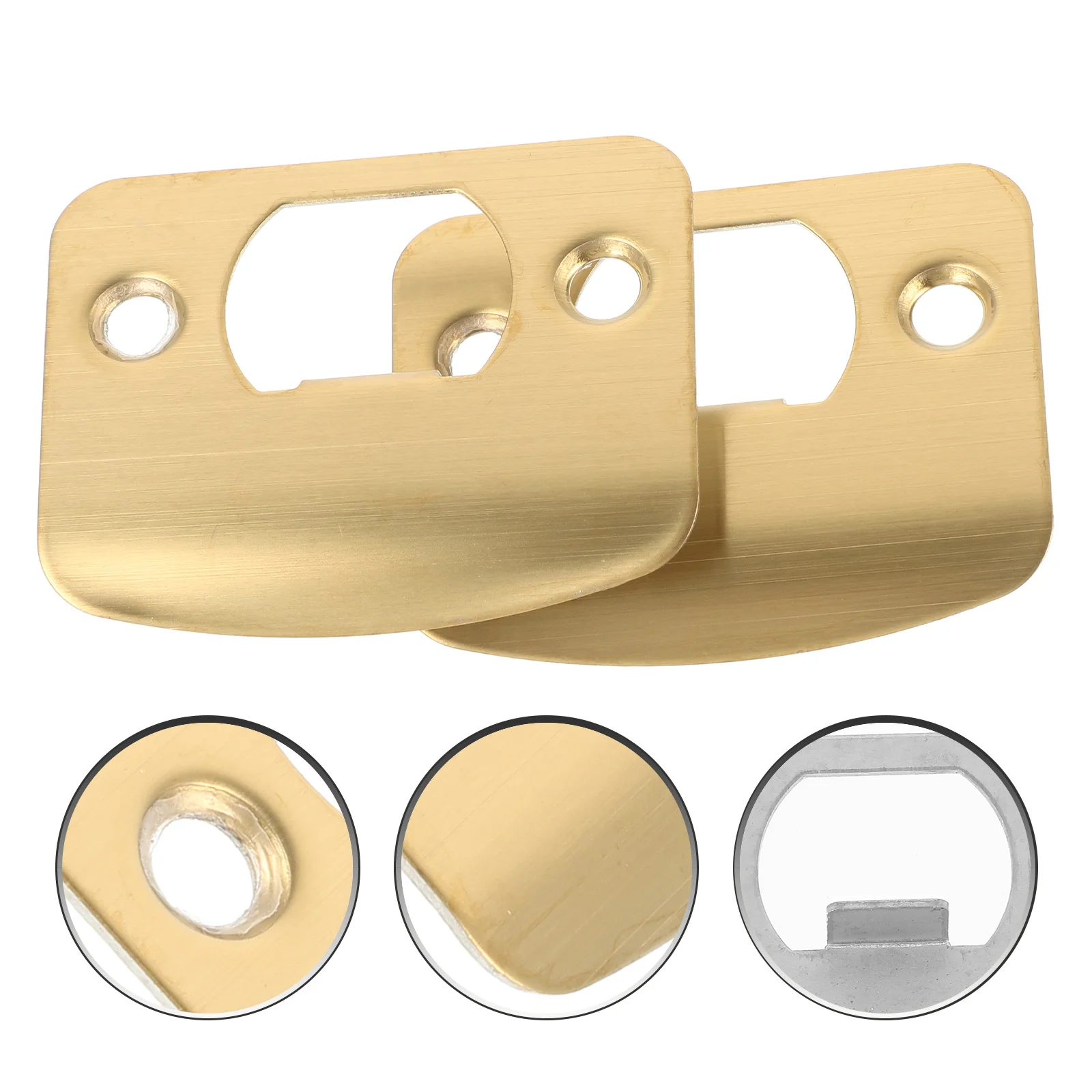 

2pcs Door Strike Plates Thickened Metal D-Strike Plate For Wooden Doors Deadbolt Reinforcement Durable Finish