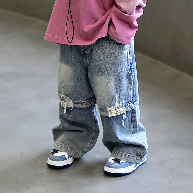 Spring New Loose Kids Baby Boys Retro Jeans Children\'s Fashion Denim Pants Autumn Casual Kids Baby Boys Jeans 90-140cm