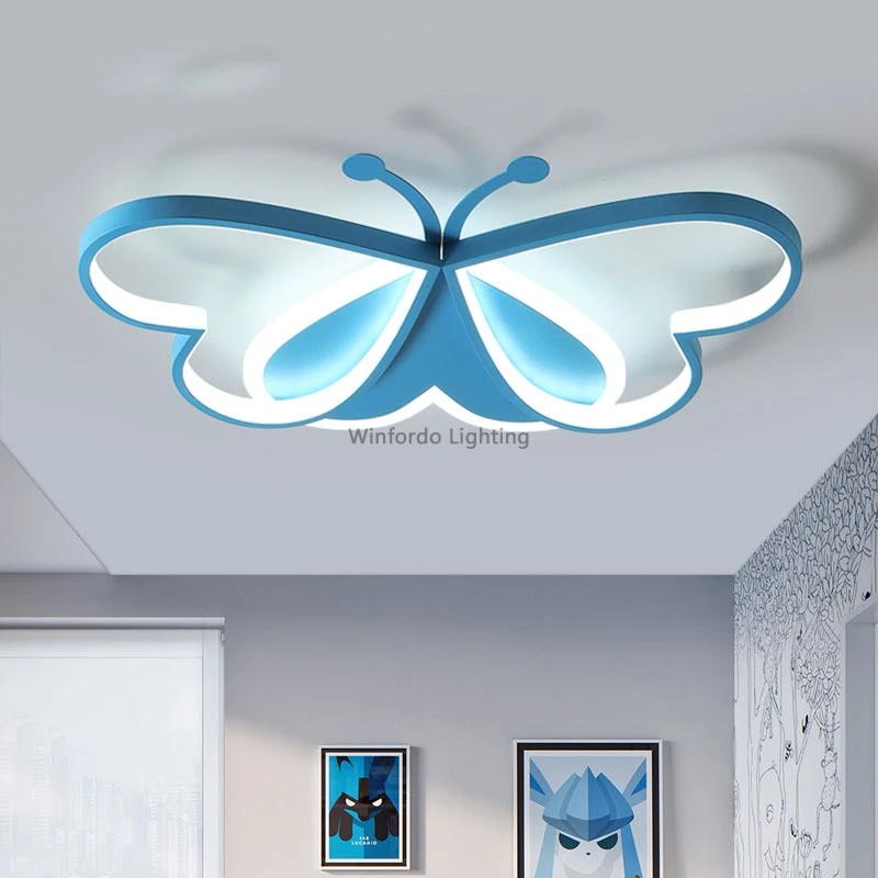 Winfordo LED Lighting Modern Simplicity Children\'s Room Ceiling Lamp Bedroom Study Dimmable Creative Butterfly Moe Lighting