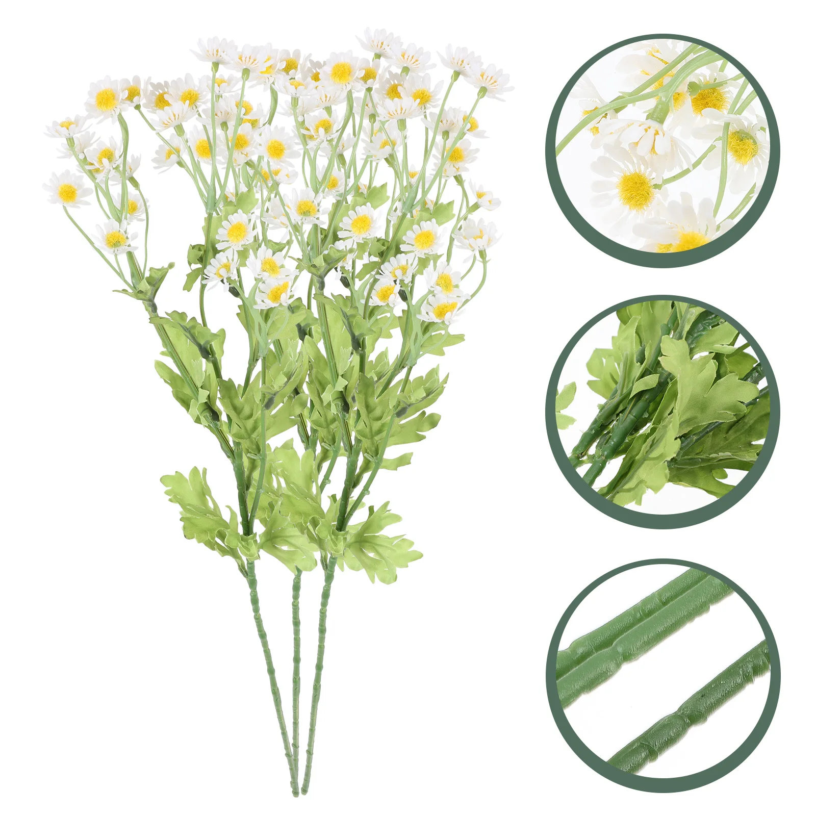 

3pcs Artificial White Daisy Flowers Household Decor Simulation Flower Adorn Exquisite Chamomile Bouquet Wedding Home Living Room