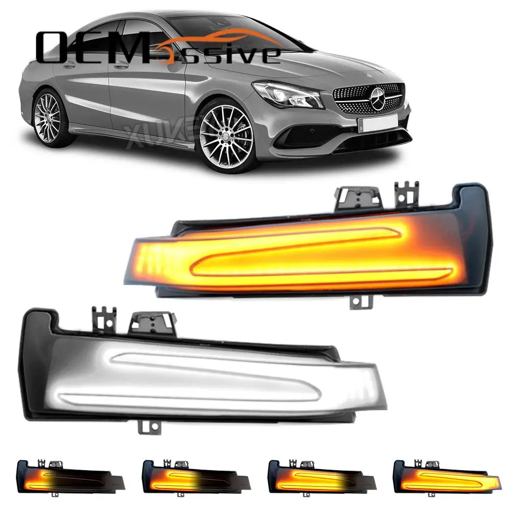 2x LED Smoked Amber White Sequential Turn Signal Light Side Mirror Indicator for Mercedes Benz C E S CLA CLS CLK W204 W212 W221