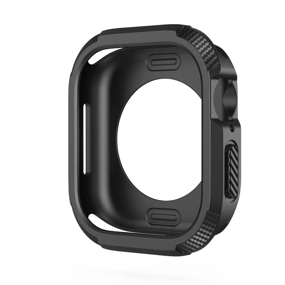 Soft TPU Case for Apple Watch Series 10 42/46mm High Sensitivity Carbon Fiber Screen Protector Cover All-wrap Scratch-Resistant