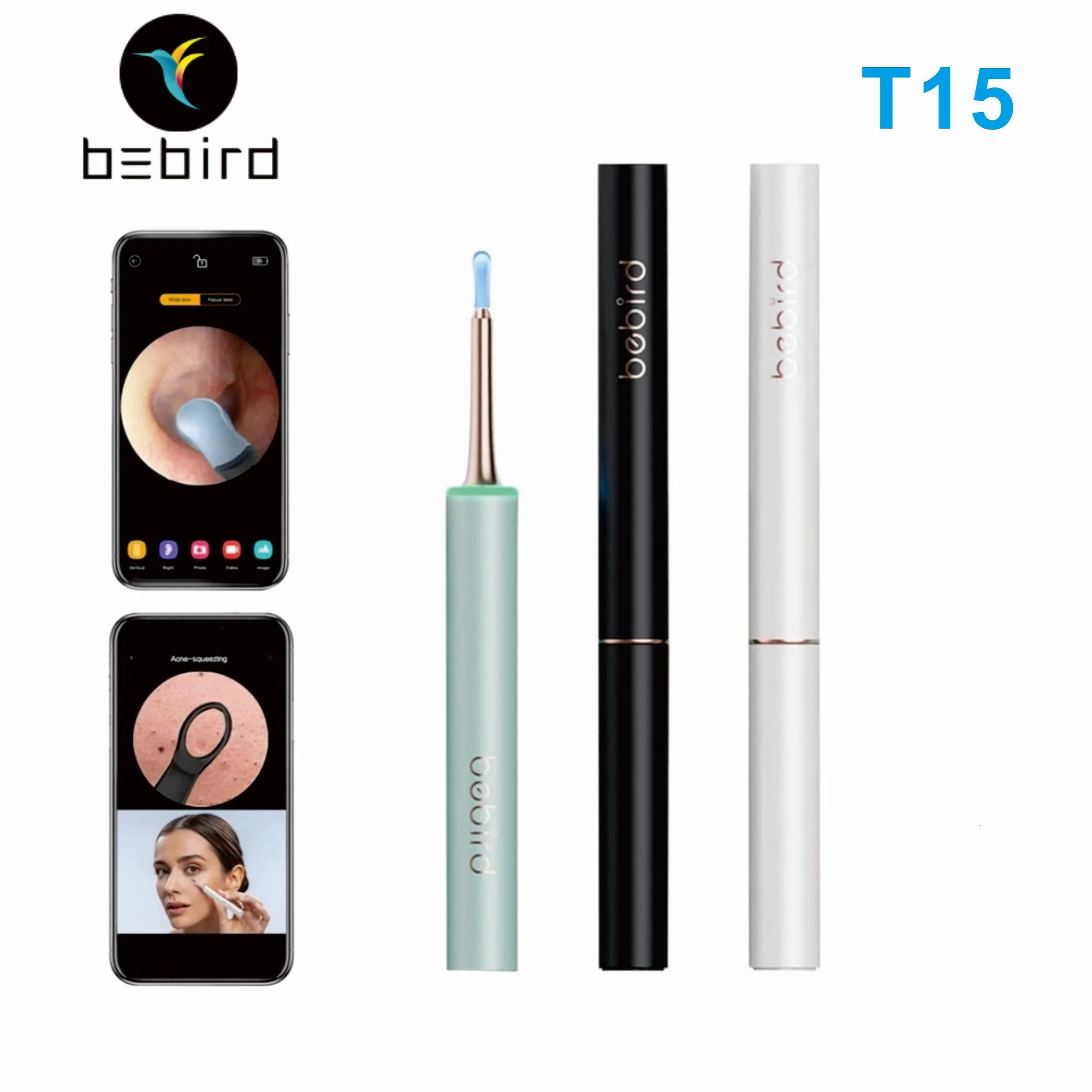 

Xiao'MI 2 in 1 Acne & Earwax Removal Tool Bebird T15 Smart Visual Ear Cleaner Kits Camera Endoscope IP67 Waterproof