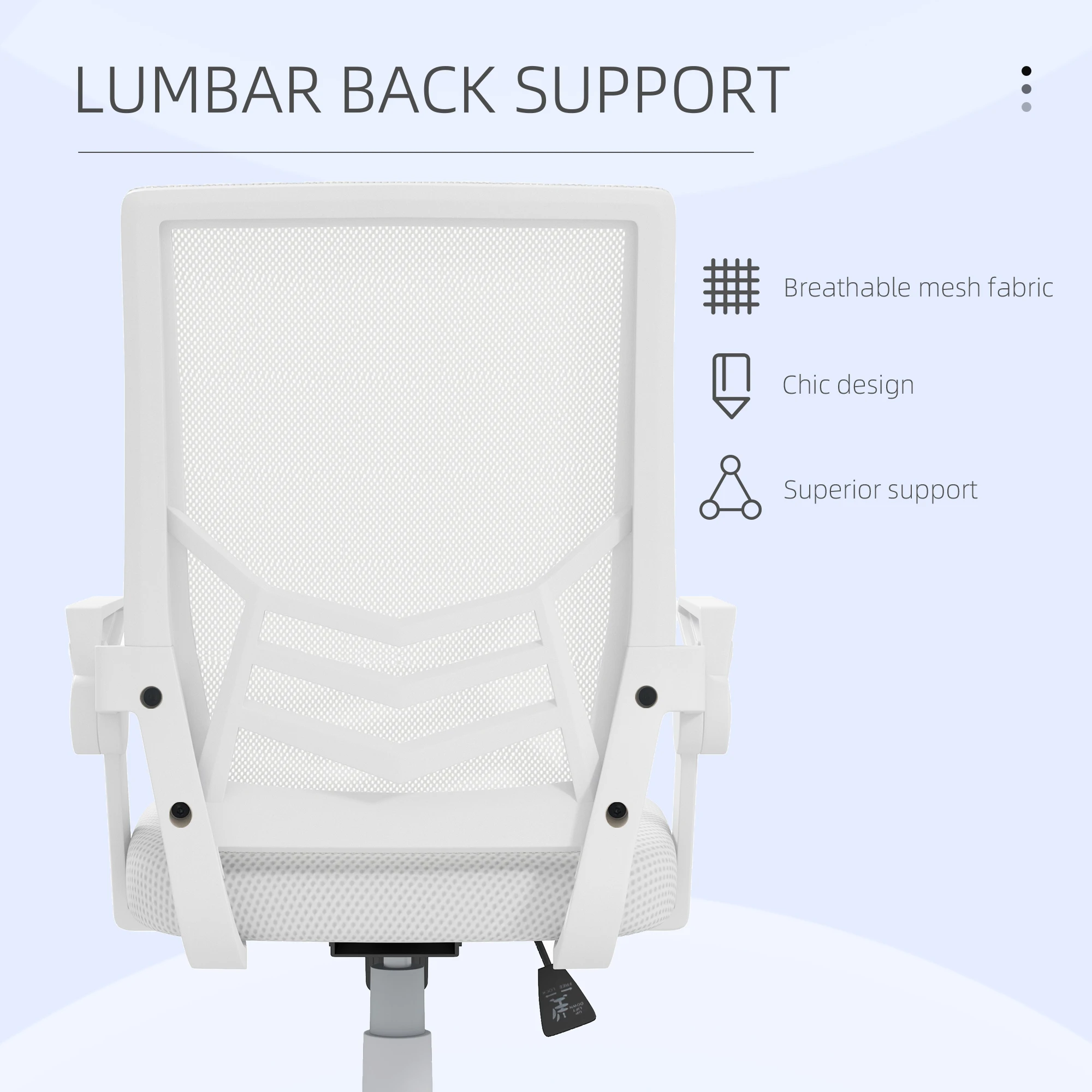 Vinsetto Mesh Swivel Office Chair Task Computer Chair w/ Lumbar Support, White