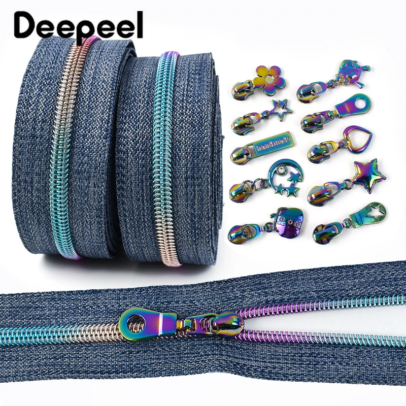 1/2/3/5M Deepeel 5# Nylon Zipper Colored Zippers Sliders Bag Jacket Clothing Zips Tape Roll Reapirt Kit DIY Sewing Accessories