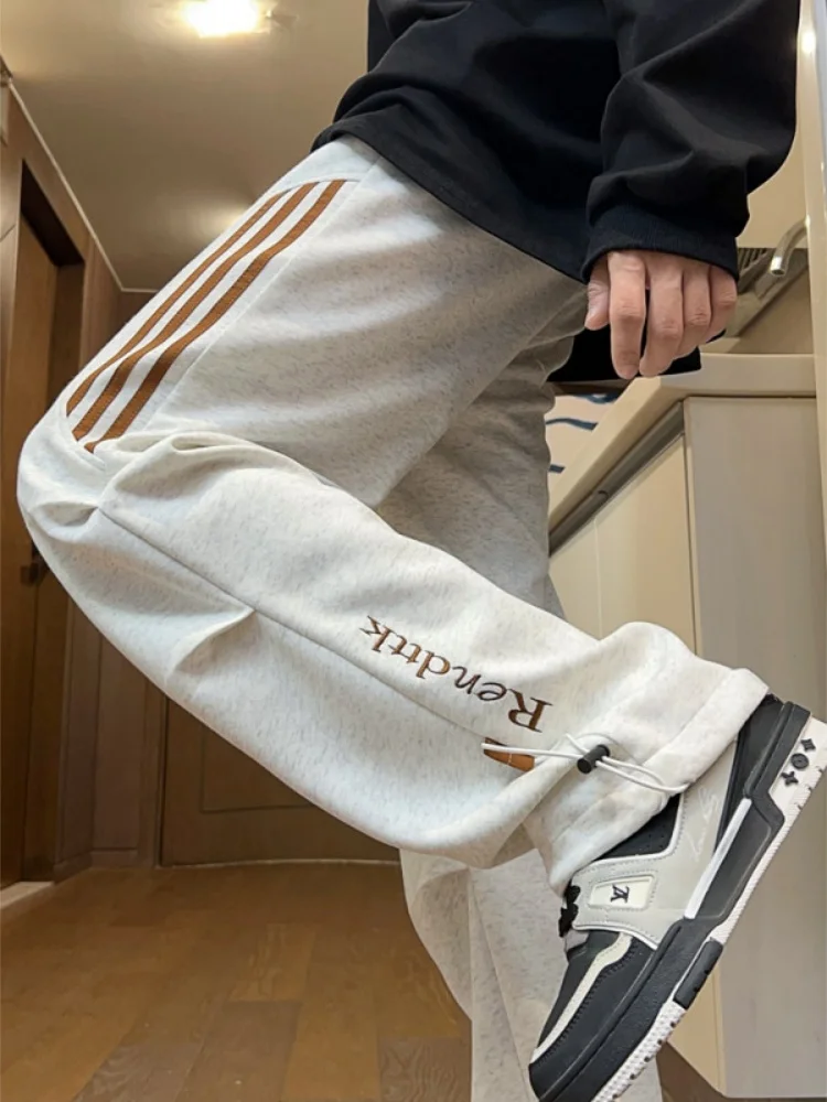 

Мужские прямые брюки American Sle Heavyweight для подростков: модные повседневные брюки с полосками и цветовыми блоками для молодежи