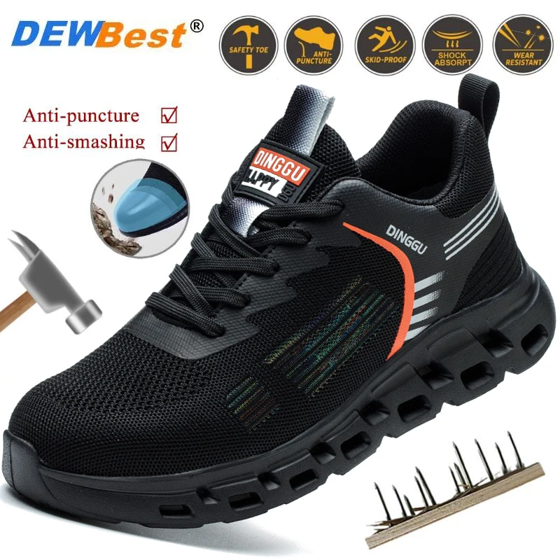 

Men's new four seasons models breathable lightweight steel head anti-smash anti-puncture safety shoes non-slip work shoes