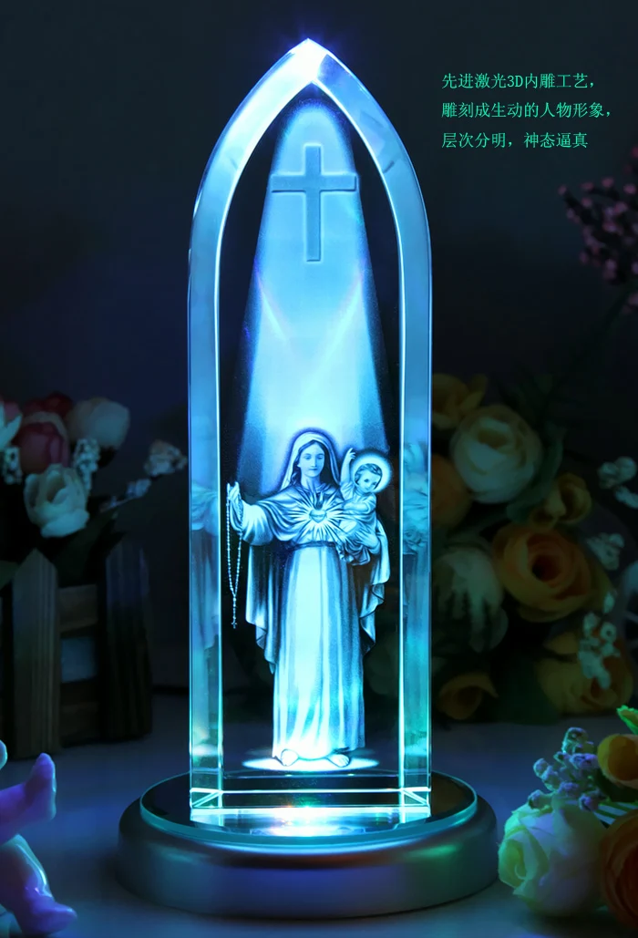 Special offer --TOP Art Collectible collection Home Decor Decoration Religious 3D blessing the Madonna Virgin Mary Crystal Image