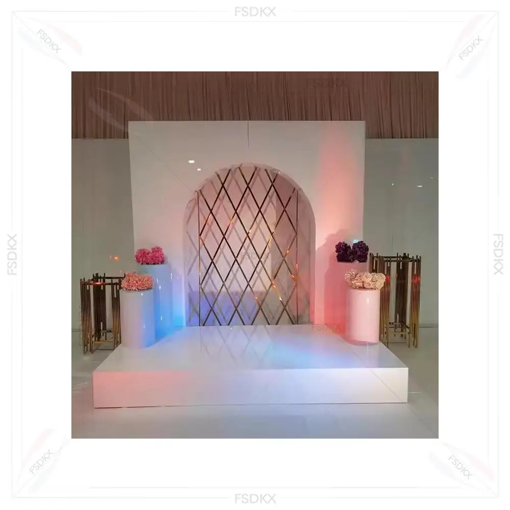 

Customize White Party Decoration Acrylic PVC Wedding Arch Backdrop Stand Wedding Shiny Gold Arch for Backdrop Decor