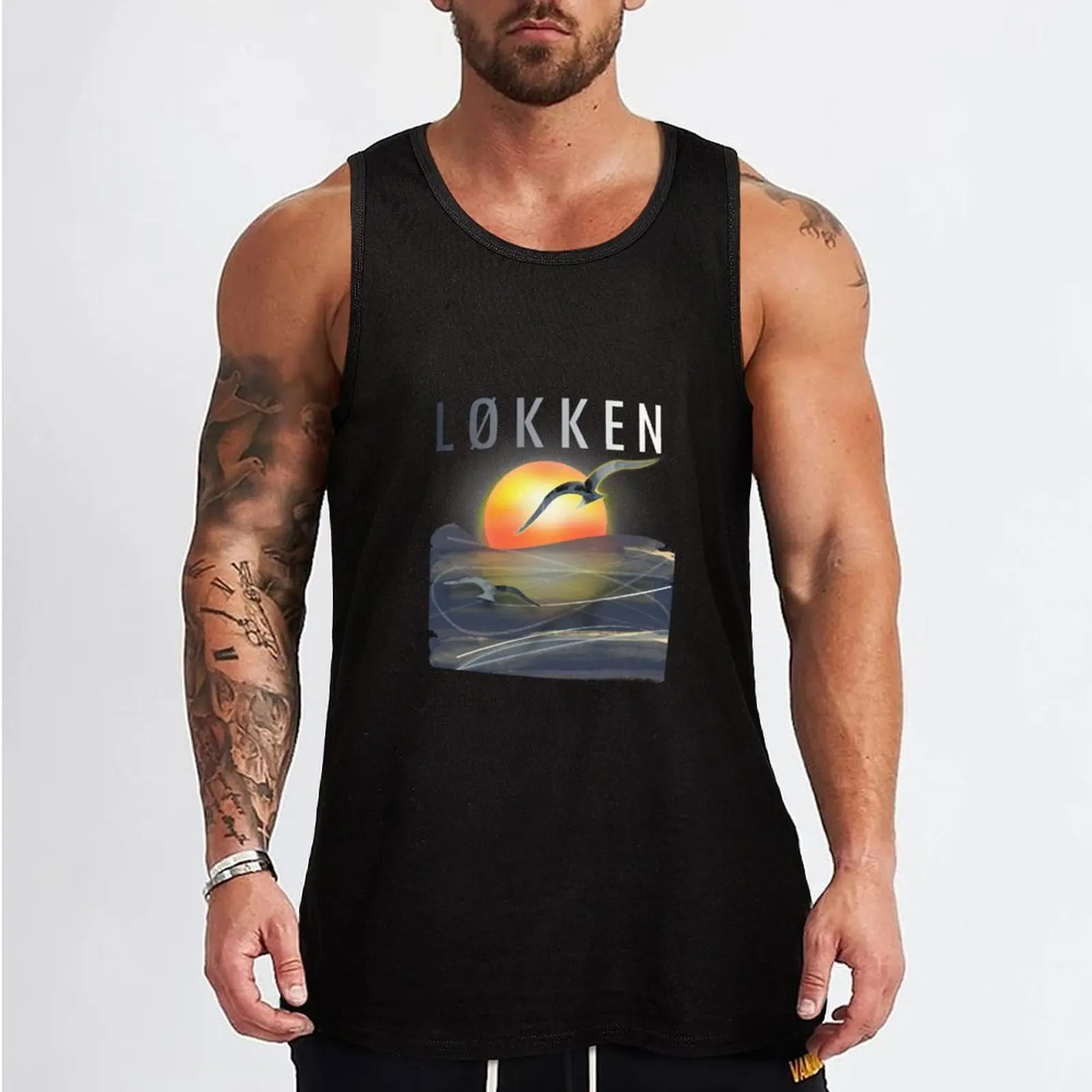 L?kken Strand, Loekken, Lokken Beach, North Jutland, Danish Seascape Tank Top gym t-shirts gym top gym clothes men