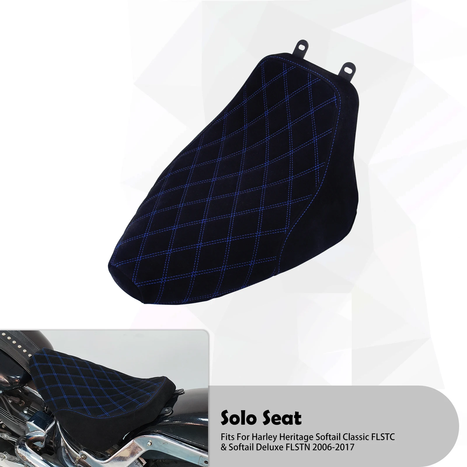 Driver Solo Seat Motorcycle Front Low Profile Seat Diamond Kussen Voor Harley Softail Classic Heritage FLSTC Deluxe FLSTN 06-17 - afbeelding 1