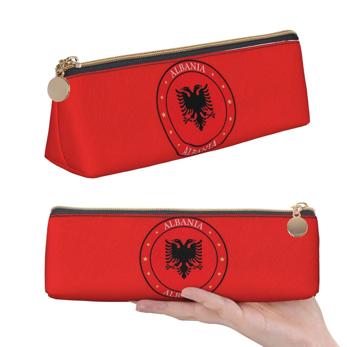 Federmäppchen mit Albanien-Flagge für Schüler, Stiftbox, Stifttasche, Schreibwaren, Stifthalter-Tasche
