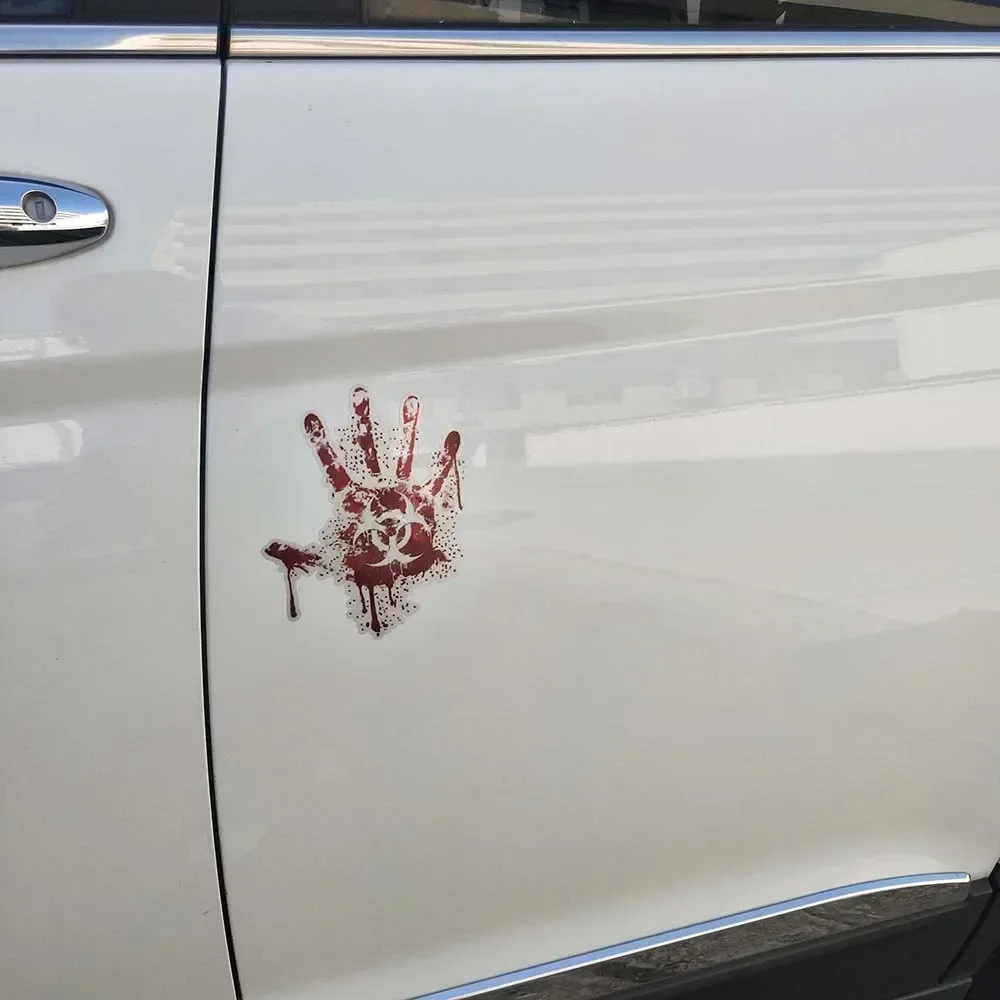 

Bloody Handprint Biohazard Zombie Car Sticker Funny Decal PVC 12.2cm*15cm