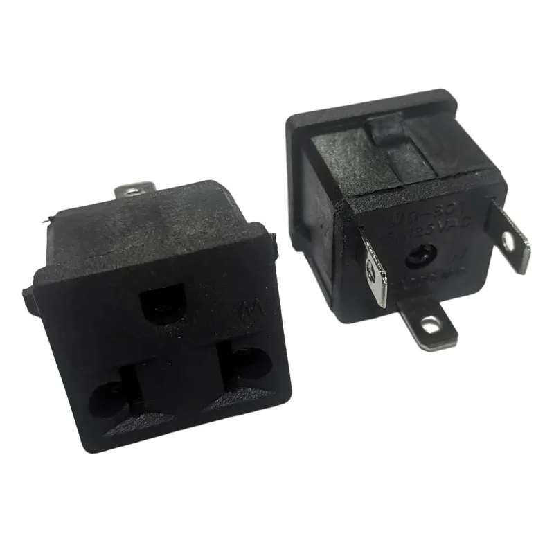 Black American European Panel Mount AC Power Socket US EU Embedded Industrial Outlet Socket Module for Power Supply Cabinet 10A