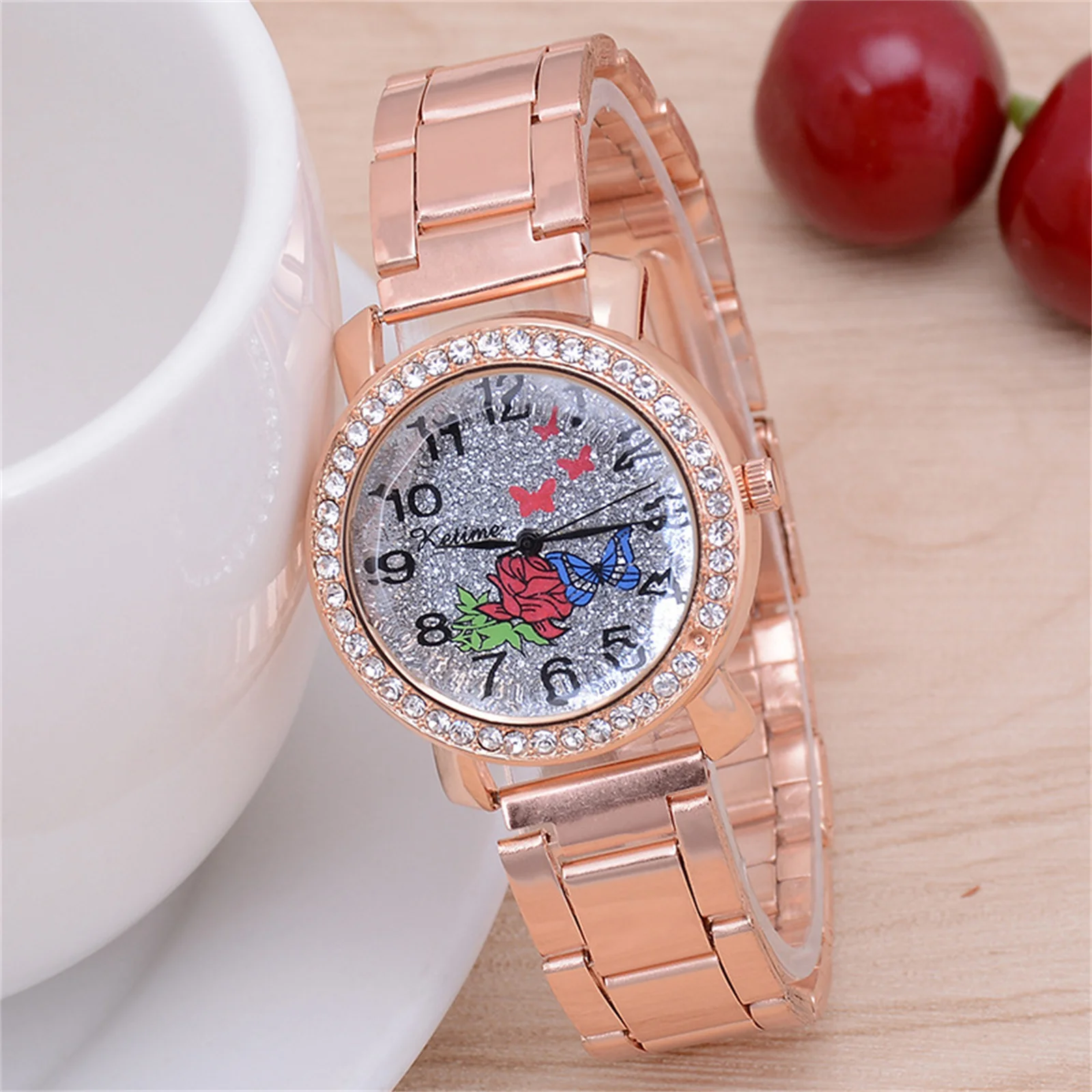 أزياء المرأة ووتش الماس الذهبي الصلب للماء خمر الإناث ساعة اليد الماركات الفاخرة الأصلية ساعات المعصم الجلدية السيدات #4