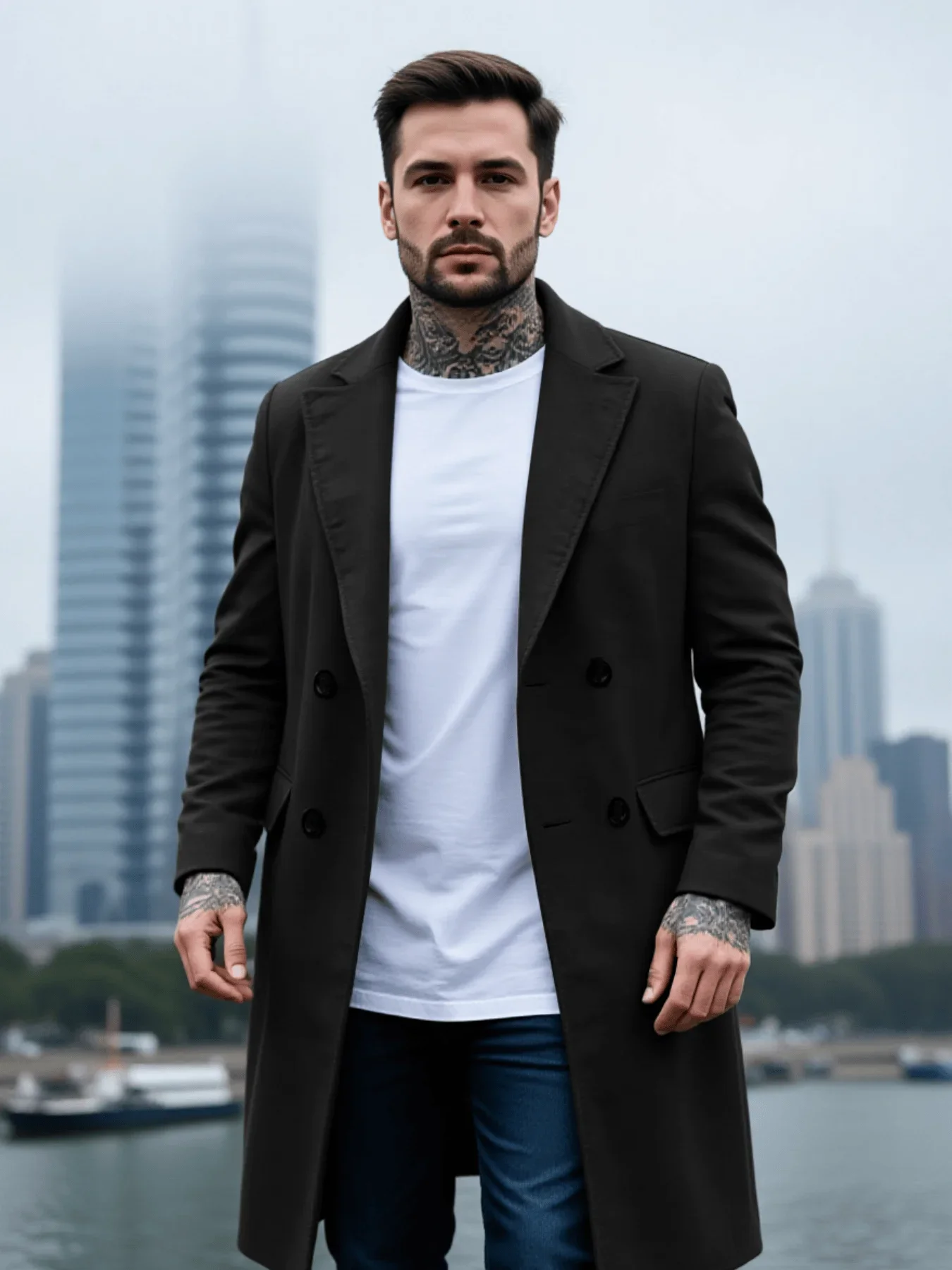 

Thickened Jacket New Arrival Men's Solid Color Woolenen Coat: Double-Breasted With Lined Winter Warmth - Premium Business Casual