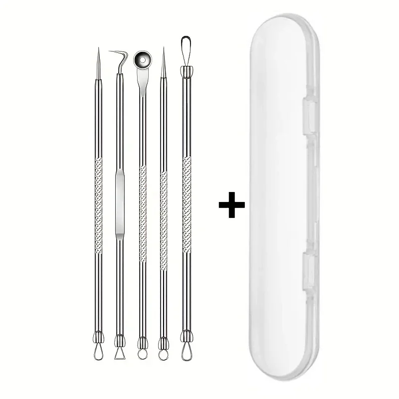 1/3/5/8-Piece Stainless Steel Blackhead Remover Kit Professional Pimple Popper Set For Acne Blemish Extraction Cell Pimples - view 4