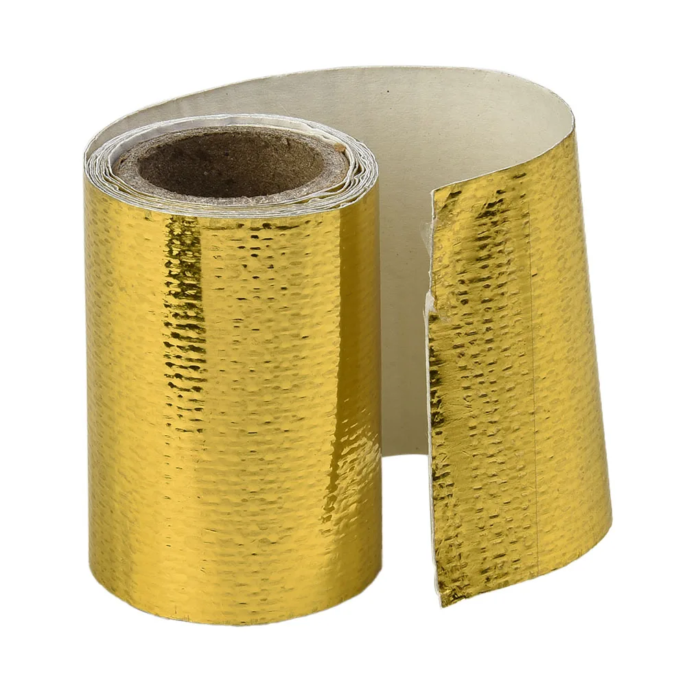 1 Roll Gold Thermal Exhaust Tape Air Intake Heat Insulation Shield Wrap Reflective Motorcycle Parts Heat Shield Wrap Tape