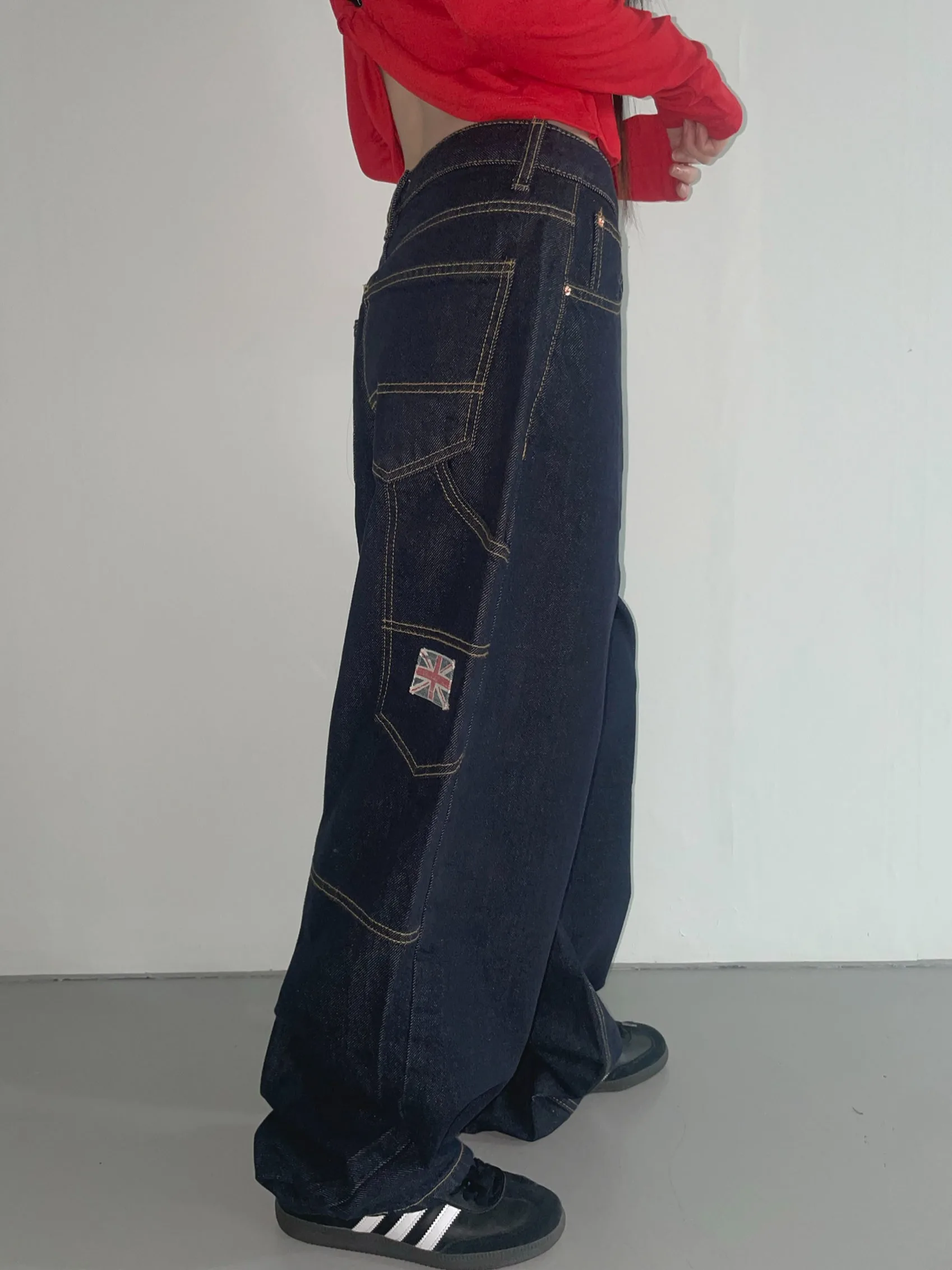 Neutrale Sle-Jeans mit weitem Bein, Dongda Gate, Frühherbst, lockere Passform, vielseitige lange Hose für 8–24 Jahre alte Frauen