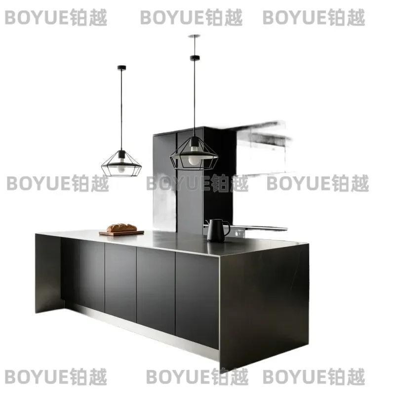 Custom Modern Kitchen Cabinets Eco Friendly Particle Board Smart Storage Balanced Layout Smooth Surface High Grade Design