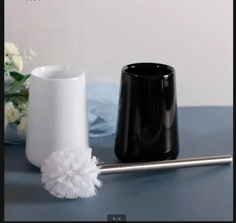 

Керамическая щетка для унитаза из нержавеющей стали, черно-белый набор щеток для унитаза, инструменты для чистки, держатели для щеток для унитаза, аксессуары для домашней ванной комнаты