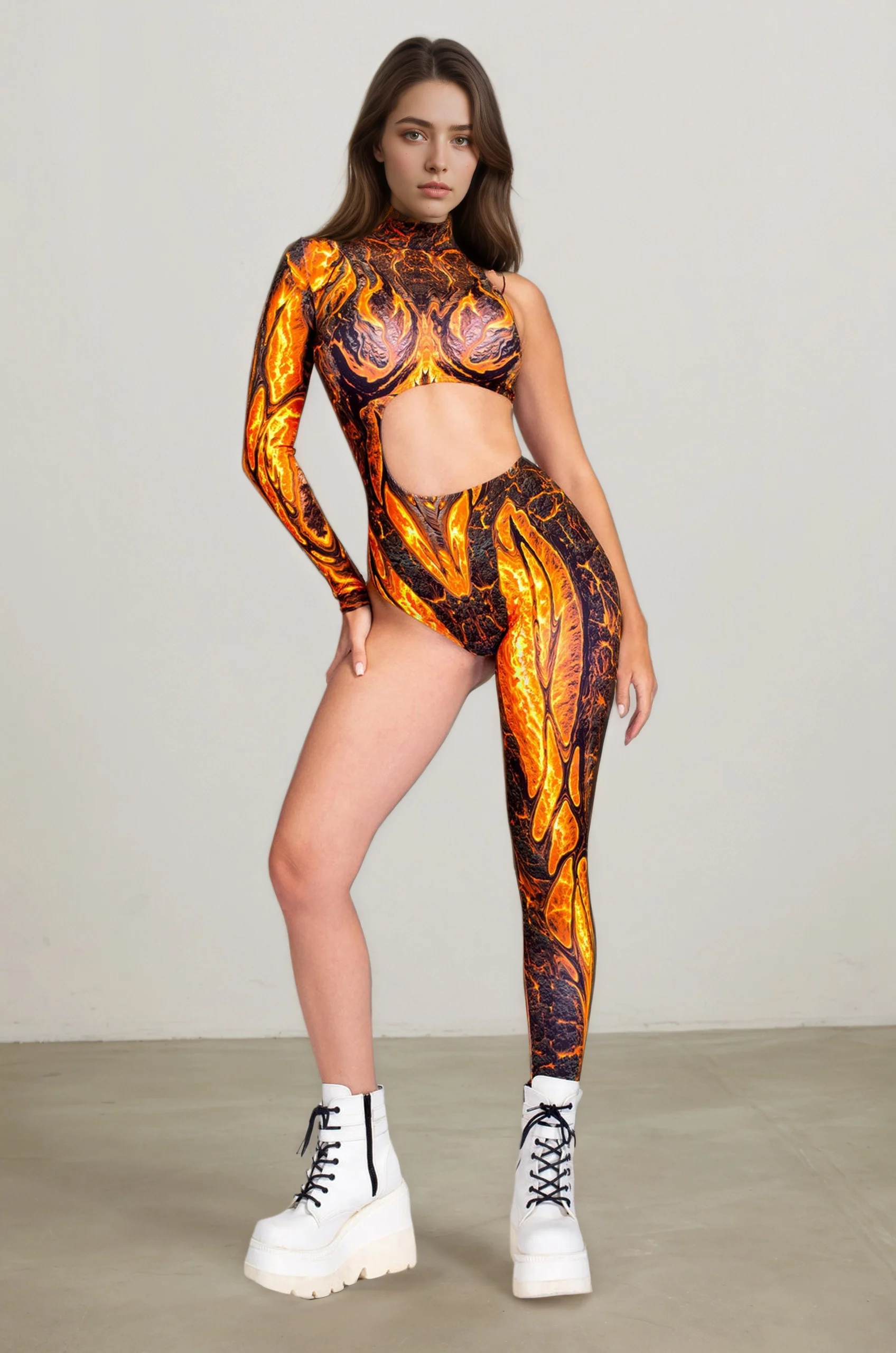 Damen Asymmetrischer Urlaubs-Bodysuit, Sexy Cosplay-Party-Jumpsuit, Modischer Bunter Halloween-Auftritts- und Aerial-Yoga-Anzug – Detail 14