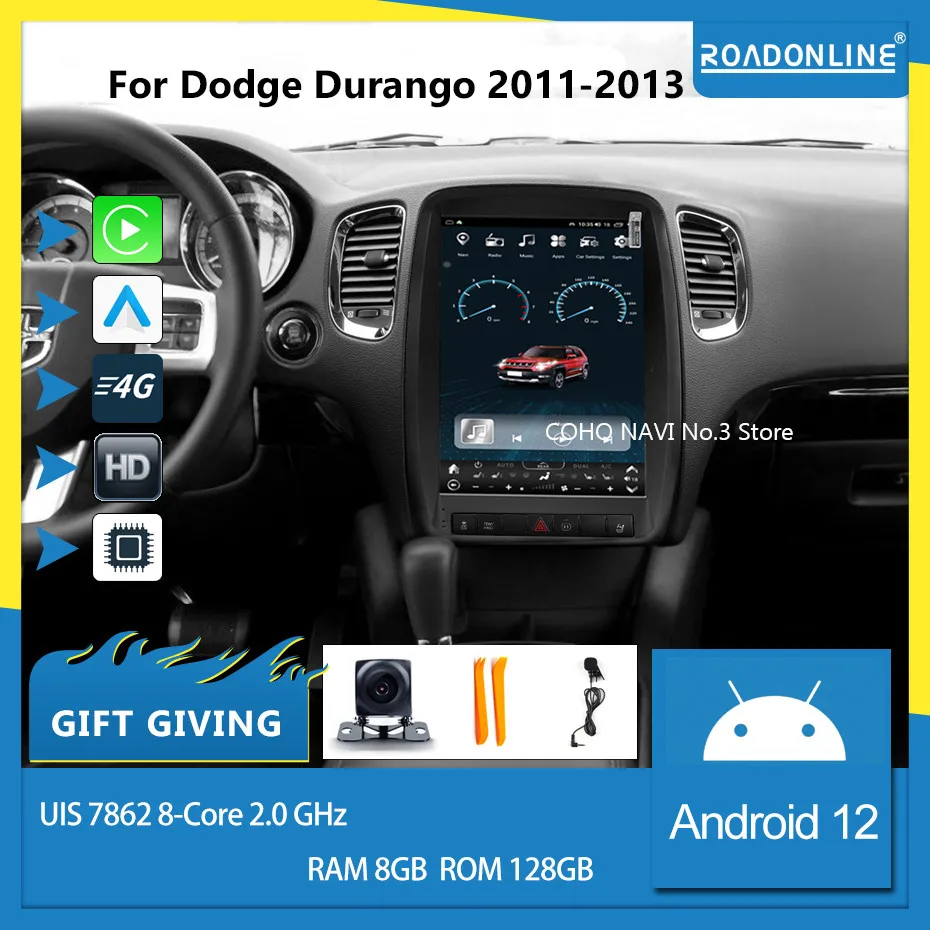 

For Dodge Durango 2011-2013 Android12 1080*1920 Resolution UIS7862 Octa-core 8+128gb Car Navigation CarPlay Car Radio Multimedia