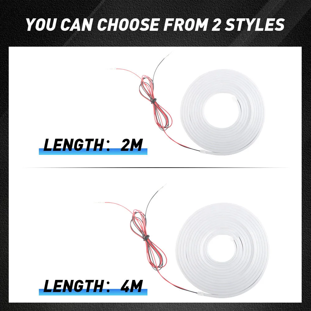 12V LED Rear Trunk Brighten Light Strip White 2M/4M Modified Lighting Waterproof Flexible Light Car Atmosphere Lamp image 4
